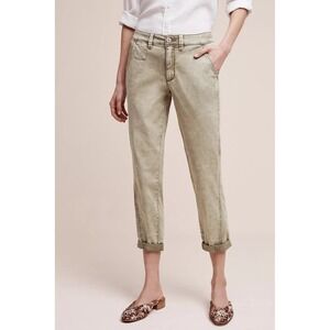 CHINO by‎ Anthropologie Relaxed Chino Khaki Pants Ankle Olive Women's Size 32/12